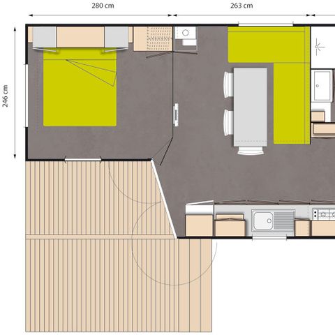 Casa mobile 6 persone - Grand confort Tamaris 6 persone - 3 camere da letto, aria condizionata, televisione