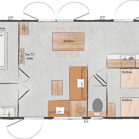 Mobile home 4 persons - Premium Roseau - 2bedroom, air-conditioned, television, dishwasher, heated towel rail and safe