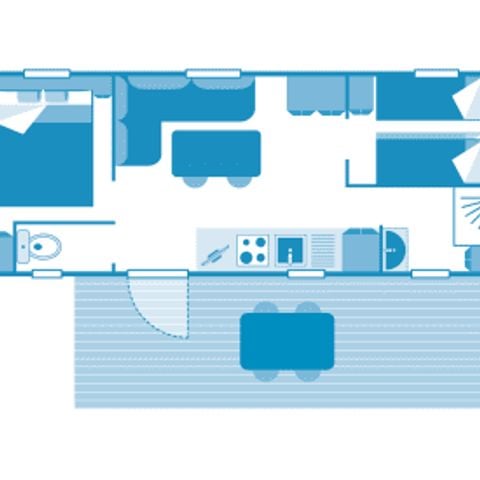 Stacaravan 6 personen - Cottage Périgord 5/6p 2ch ** (in het Frans)