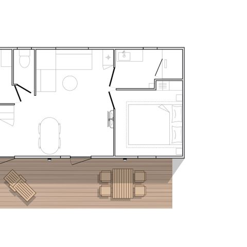 MOBILHOME 6 personas - 32m² - 2 habitaciones - Aire acondicionado + TV