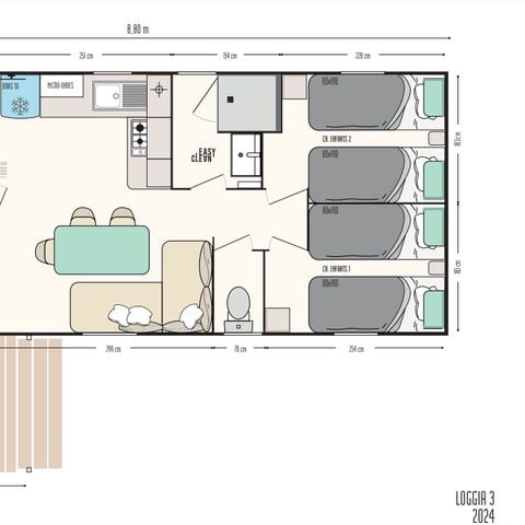 Mobile home 6 persons - Privilège 27m² - 3 bedrooms - Air conditioning + TV + Dishwasher