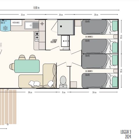 MOBILHOME 6 personas - Privilège 27m² - 3 habitaciones - Aire acondicionado + TV + Lavavajillas