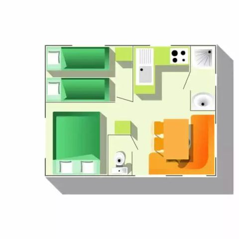 MOBILHOME 4 personas - Mobil Home Bambou 3 Piezas 4 Personas + TV