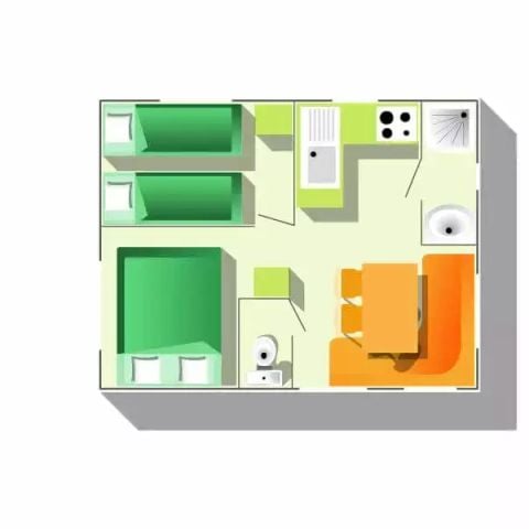 Mobilheim 4 Personen - Mobilheim STANDARD 3 Zimmer 4 Personen + TV