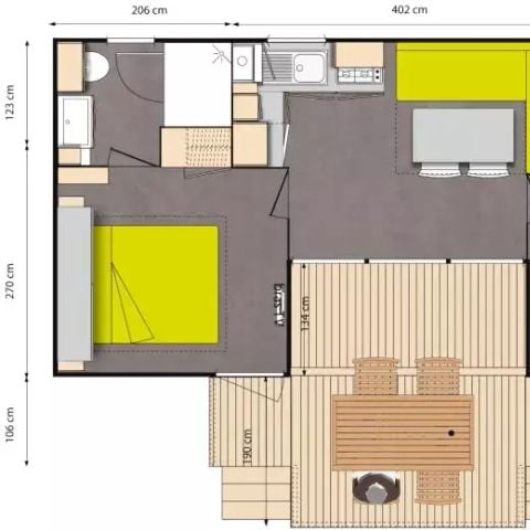MOBILHOME 4 personas - Mobil Home Pins 3 Piezas 4 Personas Aire Acondicionado + TV