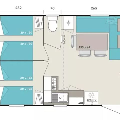 MOBILHOME 6 personas - Mobile Home CONFORT 4 Habitaciones 6 Personas Aire Acondicionado + TV