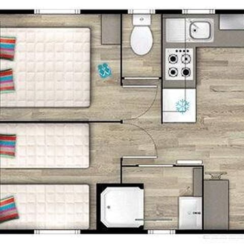 BUNGALOW 8 personnes - Mobil-home | Comfort | 4 Ch. | 8 Pers. | Terrasse surélevée | 1 SDB