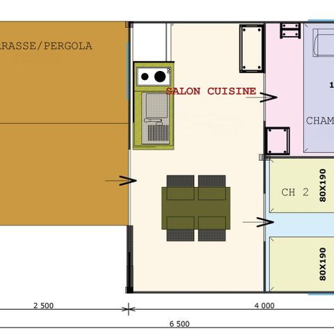 Glamping tent 4 persons - Funflower Standard 20m² / 2 bedrooms - terrace (without en-suite facilities)