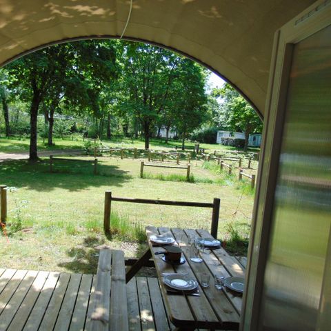 Tente en toile et en bois 4 personnes - Coco Sweet 16m² / 2 chambres - terrasse (sans sanitaires privatifs)