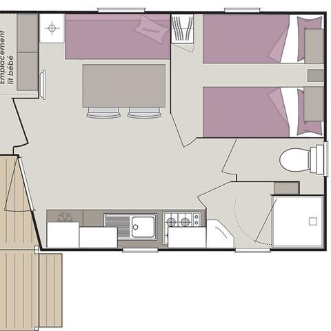 Stacaravan 4 personen - Comfort 24 m² / - 2 slaapkamers - Terras