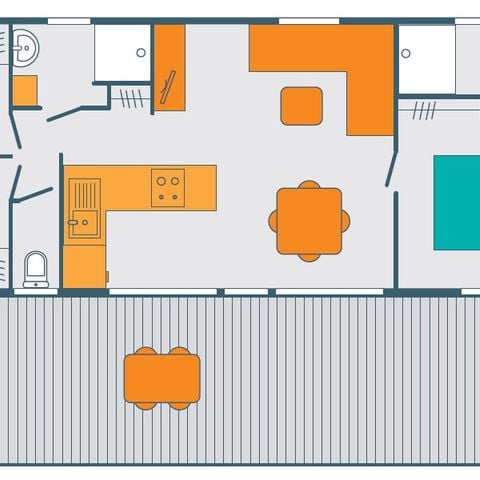 Stacaravan 6 personen - MOBIL-HOME CONFORT 6 Pers 42M² 3 Slaapkamers 2 Badkamers