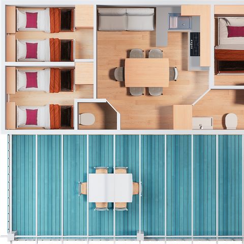 Stacaravan 6 personen - Comfort