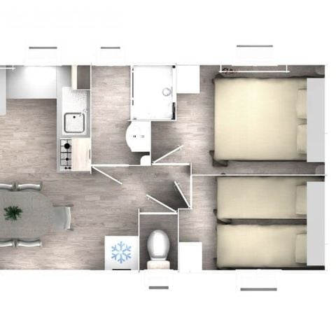 MOBILHOME 8 personnes - Mobil home Eva 40 - 4 chambres 1 sdb - 40m² + terrasse semi couverte