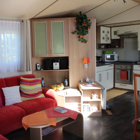 Mobilheim 4 Personen - Mobilheim Premium Villa 2 Zimmer - 40 m² + halbüberdachte Terrasse + großer Garten