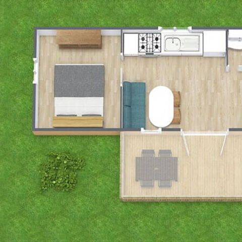 Stacaravan 4 personen - Mobile-home | Comfort | 2 Slaapkamers | 4 Pers. | Verhoogd terras | Airconditioning.