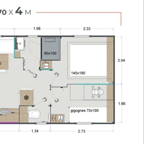 Mobile home 4 persons - 2 bedrooms