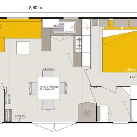 BUNGALOW 6 personnes - Mobil-Home Confort 35 m² (3 chambres + terrasse semi-couverte + TV + LV + Clim
