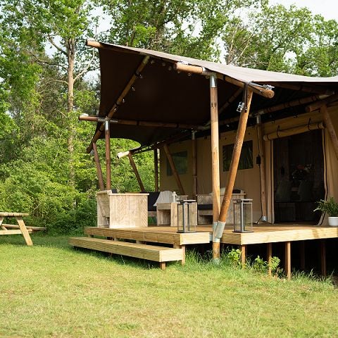Tente en toile et en bois 7 personnes - tente safari de luxe