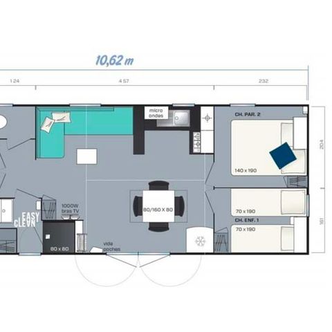 Mobilheim 8 Personen - Mobilheim Grand Confort - 4 Zimmer