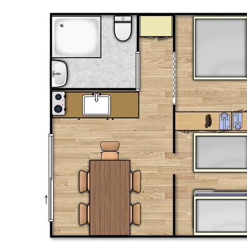 Zelt 5 Personen - LODGE CONFORT mit Sanitäranlagen