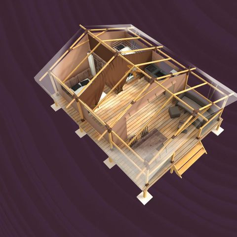 CANVAS AND WOOD TENT 5 people - LODGE KENYA without sanitary facilities