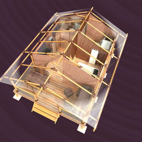 Lodge 5 personen - Lodge Kenya 34 m², 2 slaapkamers (4 tot 5 personen) wifi (1 apparaat) + terras