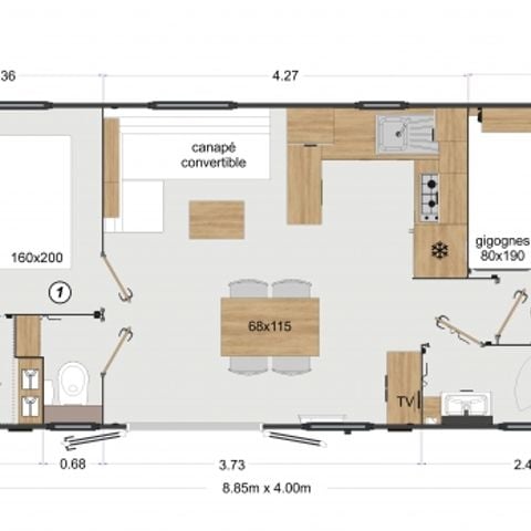 CASA MOBILE 4 persone - Cottage con terrazza 2 camere da letto/ 1 bagno al Domaine Camp'hotel du Perche Bellêmois