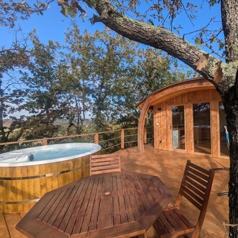 Accommodatie 2 personen - Houten huisje voor alle seizoenen met jacuzzi