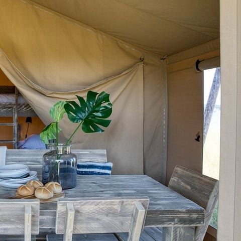 Tente en toile et en bois 5 personnes - Tente Lodge 2 ch