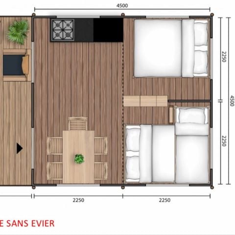 Tente en toile et en bois 5 personnes - Tente Lodge 2 ch