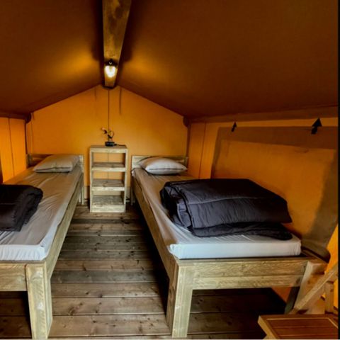 TIENDA DE LONA Y MADERA 2 personas - Tienda de campaña de 1 dormitorio sin instalaciones sanitarias