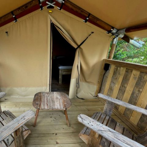 TIENDA DE LONA Y MADERA 2 personas - Tienda de campaña de 1 dormitorio sin instalaciones sanitarias