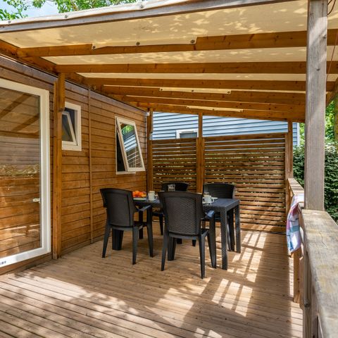 Mobilheim 6 personen - Premium | 3 Schlafz. | 6 Pers. | Erhöhte Terrasse | TV