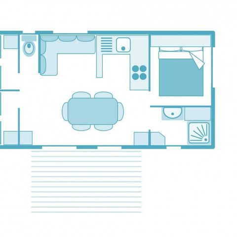 Mobile home 6 persons - Mobile-home | Comfort | 3 Bedrooms | 6 Pers. | Raised terrace | TV