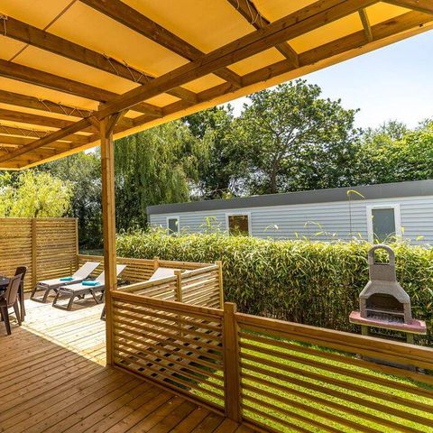 Mobilheim 6 Personen - Mobilheim | Premium | 3 Zi. | 6 Pers. | Erhöhte Terrasse | 2 Bad | TV