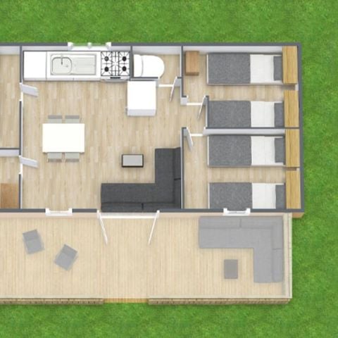 BUNGALOW 6 personnes - Mobil-home | Premium | 3 Ch. | 6 Pers. | Terrasse Lounge