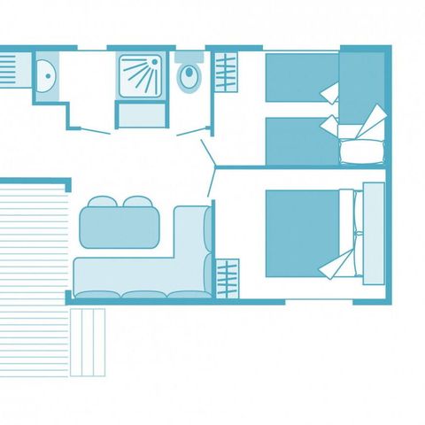 Mobile home 5 persons - Mobil-home | Classic | 2 Bedrooms | 5 Pers. | Single terrace | 1 bathroom | TV