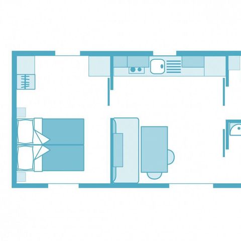 BUNGALOW 4 personnes - Mobil-home PMR | Comfort | 2 Ch. | 4 Pers. | Terrasse surélevée | 1 SDB | TV