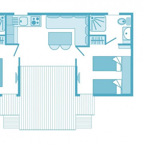Mobile home 4 persons - Mobile-home | Comfort | 2 Bedrooms | 4 Pers. | Raised terrace | 2 bathrooms | TV