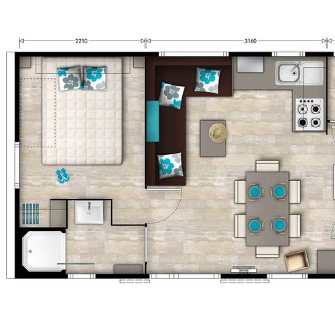 MOBILHOME 6 personas - | Premium | 3 Dormitorios | 6 Pers | Terraza elevada | Aire acondicionado | TV
