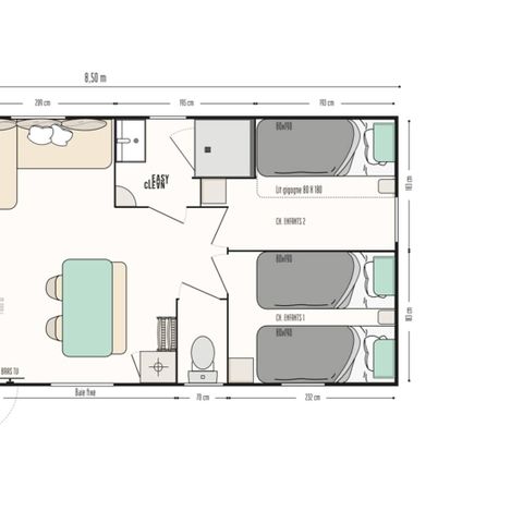 MOBILE HOME 6 people - Premium | 3 Bedrooms | 6 Pers | Terrace Lounge | Air conditioning | TV