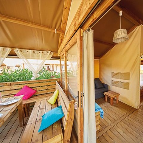 Canvas and wooden tent 5 persons - Lodge Tent | 2 Bedrooms | 4/5 Pers. | No bathroom