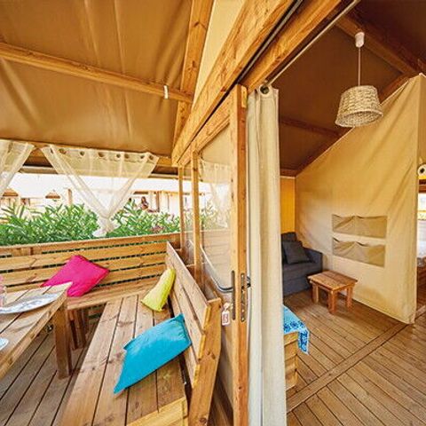 Canvas and wooden tent 5 persons - Lodge | 2 Bedrooms | 4/5 Pers. | Elevated terrace | TV