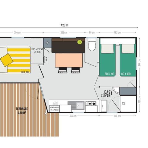 MOBILHOME 4 personas - Acogedor 2 Dormitorios (2022)