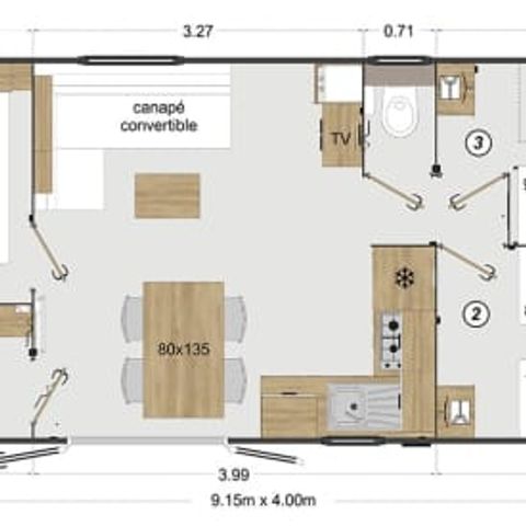MOBILHOME 6 personnes - Elite 3 bedrooms + deck + A/C