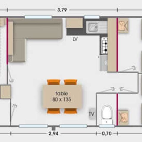 Mobilhome 6 personnes - Excelle 3 bedrooms + deck