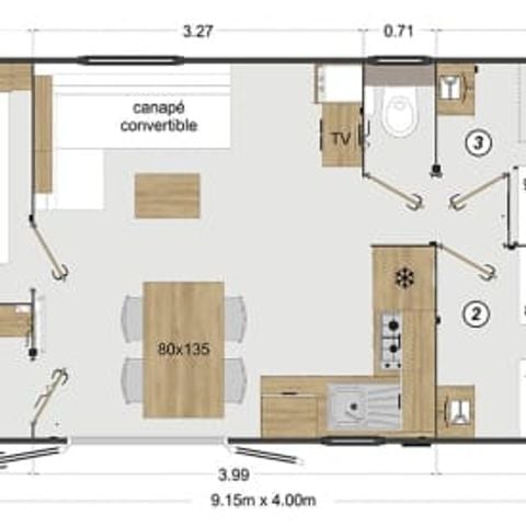 Mobilhome 6 personnes - Elite 3 bedrooms + deck + A/C