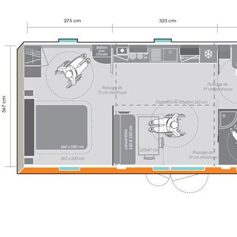 BUNGALOW 6 personnes - Grand Mobil home Personne à Mobilité Réduite