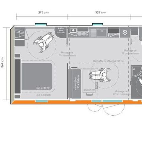 MOBILHOME 6 personnes - Grand Mobil home Personne à Mobilité Réduite