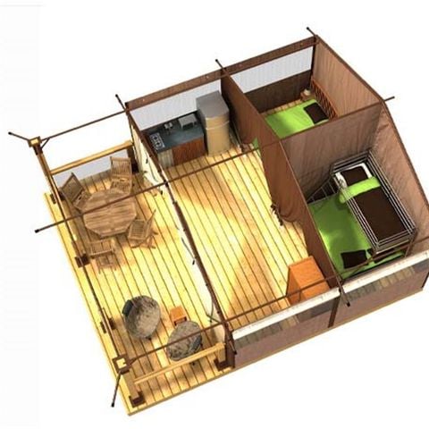 CANVAS AND WOOD TENT 5 people - Lodge Kenya 34 (without sanitary facilities)